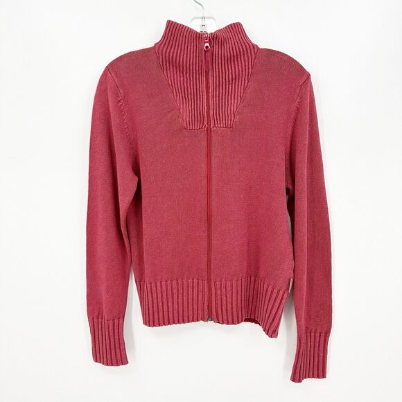 Woolrich Sweaters - Woolrich Women Zip Up Sweater S Red Ribbed Knit Classic Rugged Outdoor High Neck